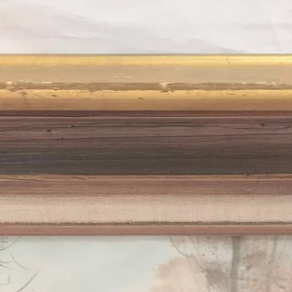 Hecho En Mexico Vintage Golden tone Wooden Picture Frame with signed Print - Picture 10 of 14